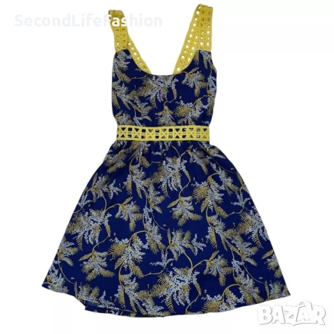 Мини рокля Opullence Charlotte с гол гръб размер S флорален принт с пчели