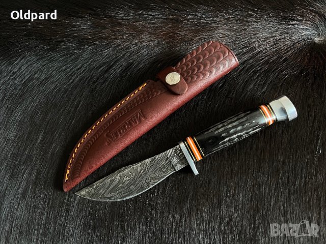 Среден ловен нож Marbles Horn Damascus MR460., снимка 2 - Ножове - 43779988