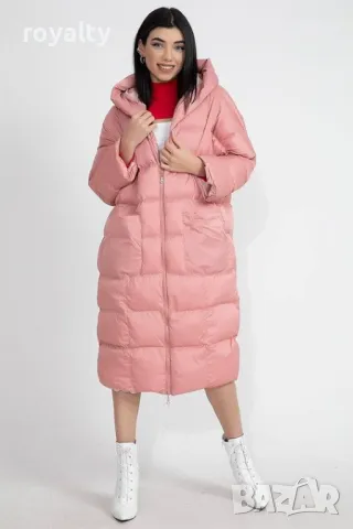 Розаво дълго дамско зимно яке , снимка 4 - Якета - 49181088