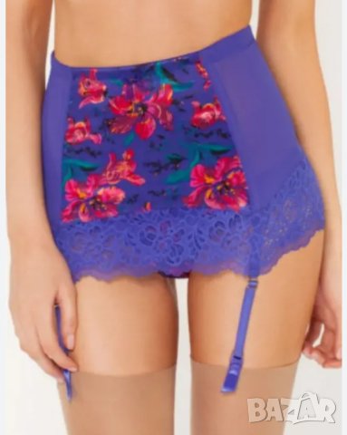 Gossard XS-Нов лилав колан с жартиери с флорален сатен , снимка 3 - Бельо - 43082791