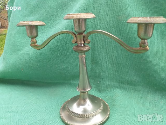 Посребрен свещник за 3бр свеши, снимка 3 - Декорация за дома - 28670098