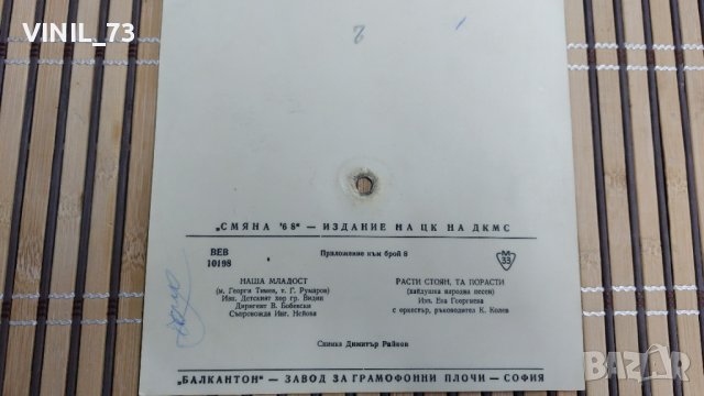 Плоча картичка-ВЕВ 10198- Нашата младост и Расти  Стоян та порасти, снимка 2 - Грамофонни плочи - 43897491