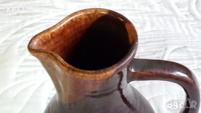 Стара ръчно изработена керамична кана/ ваза, снимка 4 - Вази - 21626626