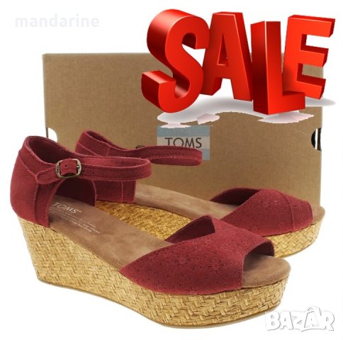 ПРОМО 🍊 TOMS 36 и 37 номер 🍊 Дамски сандали от ест. велур с 3/6 см платформа нови с кутия, снимка 11 - Сандали - 18444481