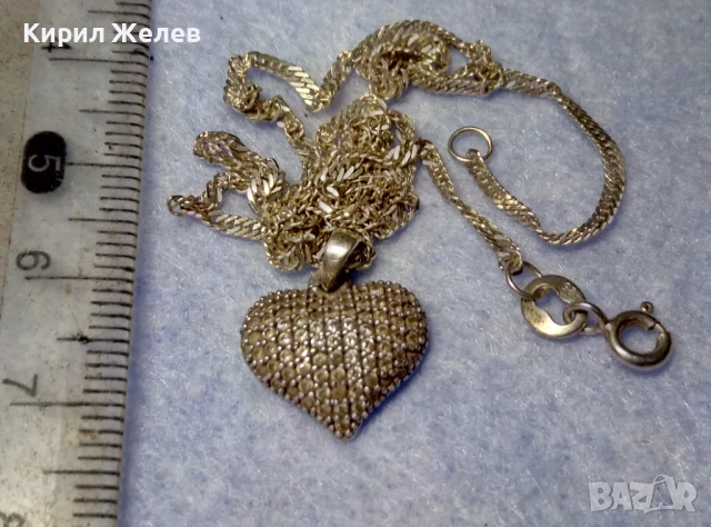 СКЪПОЦЕНЕН СРЕБЪРЕН ПЕНДАНТ СЪРЧИЦЕ сБЛЕСТЯЩИ ЦИРКОНИ и ФИНА СРЕБЪРНА ВЕРИЖКА СРЕБРО 925 КОЛИЕ 28710, снимка 10 - Колиета, медальони, синджири - 50532460