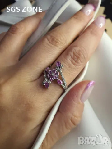 Прозрачен Розов Сапфир и Диаманти, снимка 2 - Други - 49571331