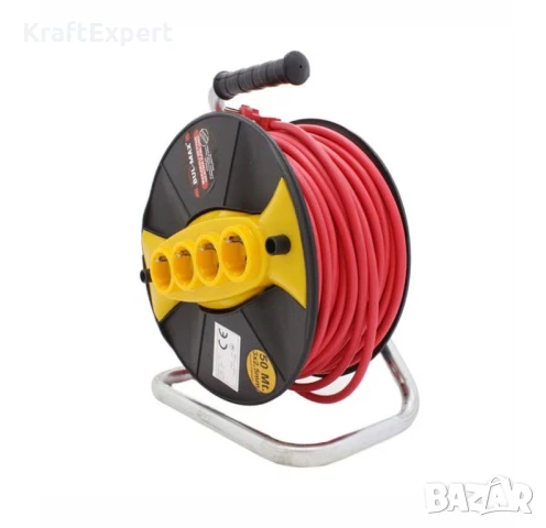 Удължител с макара Bul-Max 50m, 4 гнезда, 3×2,5 mm, транспортна дръжка, снимка 2 - Други инструменти - 50487733