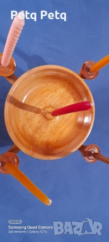 масивен дървен свещник , снимка 2 - Антикварни и старинни предмети - 52720545