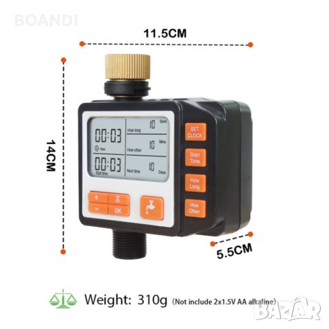 Таймер за поливане, седмичен програматор, капково напояване 8 Бара, снимка 4 - Напояване - 32560876