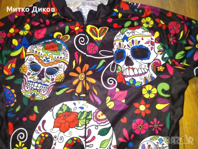 Weimostar колездачна тениска маркова размер Л черепи силикон грип цял цип св.отразител, снимка 3 - Велосипеди - 51061607