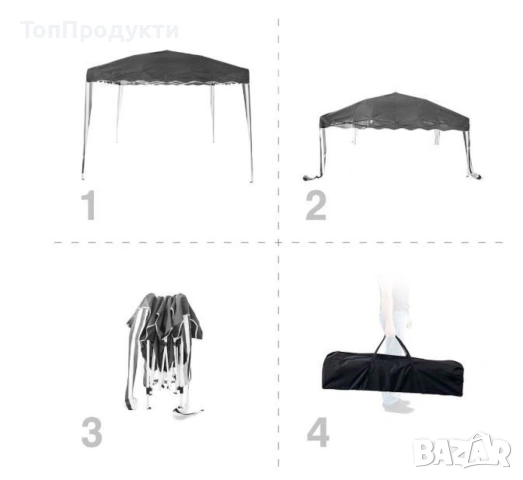 Шатра Muhler 300x300xH260cm – Стабилност и стил за открито удоволствие