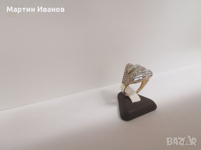 Златен пръстен бяло и жълто комбинация 3, снимка 3 - Пръстени - 33174854