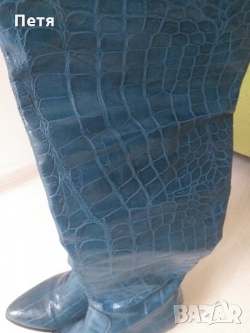 Красиви петролено сини чизми , снимка 4 - Дамски ботуши - 32582542
