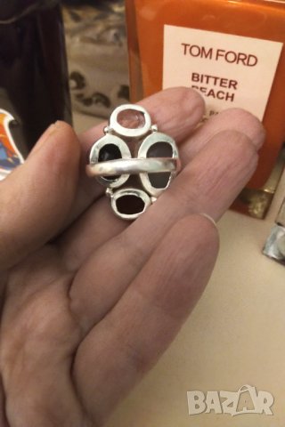 Авторски сребърен пръстен с естествени  камъни  НАМАЛЕНИЕ , снимка 3 - Пръстени - 43675423