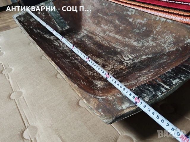 Старинна Ръчно Изработена Дървена Ренесансова Нощва, Корито За Месене На Тесто 19' Век / НОМЕР 693., снимка 13 - Антикварни и старинни предмети - 53486111