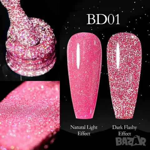 Venalisa светещ блестящ гел лак неон / серия Reflective Glitter, снимка 10 - Продукти за маникюр - 37255522