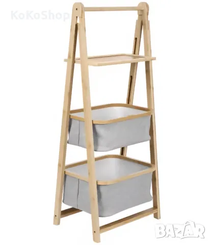 Сгъваема бамбукова етажерка за играчки:45.5х107 см. детска етажерка, снимка 2 - Мебели за детската стая - 50436833