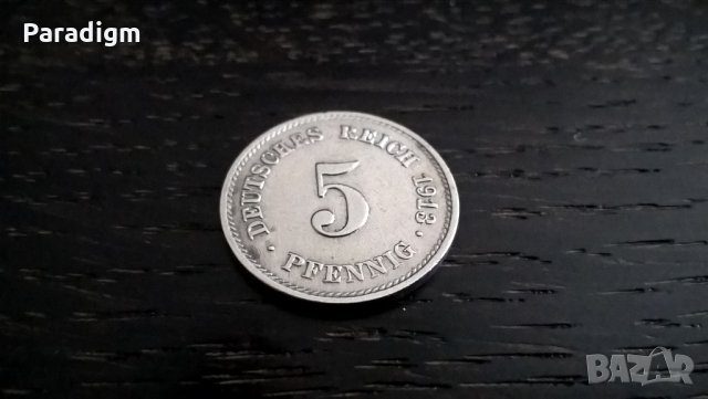 Райх монета - Германия - 5 пфенига | 1913г.; серия Е, снимка 2 - Нумизматика и бонистика - 26404897