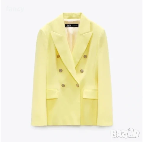 Вталено жълто сако Zara, снимка 7 - Сака - 50611514