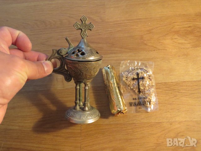 Старинно  бронзово кадило, кандило, тамянник 15 см - за колекционери и ценители църква параклис, снимка 9 - Антикварни и старинни предмети - 36816493