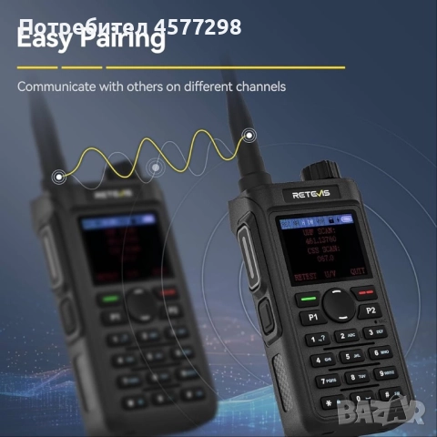 Retevis c62 -Уоки-Токи с двойна лента професионално с LSD екран, снимка 4 - Друга електроника - 52469550