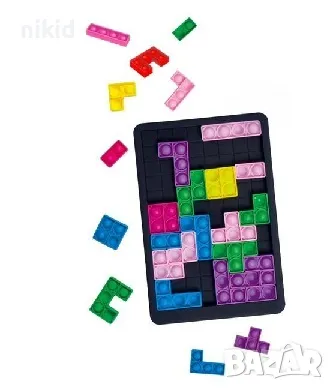 Пъзел тип Тетрис поп ит Pop it монтесори Силиконов пъзел с блокчета Fidget Antistress Puzzle, снимка 2 - Образователни игри - 48083073