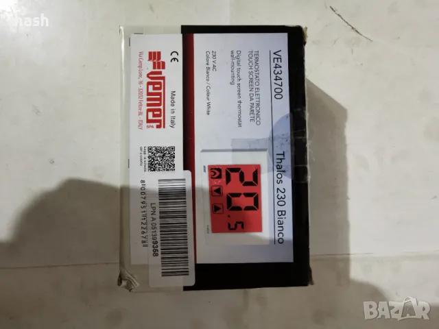 VEMER VE434700 Модел THALOS 230 Bianco Термостат за стенен монтаж със сензорен дисплей, 230Vac. Цвят, снимка 5 - Друга електроника - 49188413