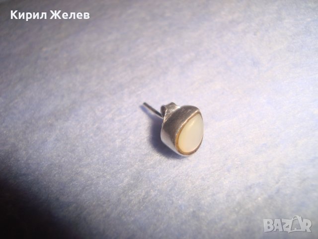 ЕЛЕГАНТНА СТИЛНА СТЕБЪРНА ОБЕЦА АНГЛИЯ СРЕБРО 925 с ШЛИФОВАН ЛУНЕН КАМЪК 26969, снимка 3 - Обеци - 36817675