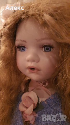 Колекционерска порцеланова кукла, 50см Разкошна Червенокоска-Отлична!, снимка 7 - Колекции - 31660242