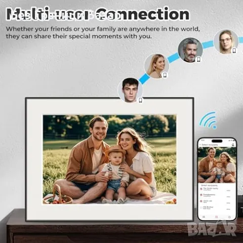 Нова Смарт дигитална рамка Frameo 10.1" HD, авто-ротация, WiFi за снимки, снимка 6 - Друга електроника - 49409545