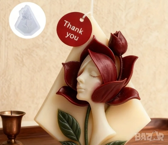 Молд за 8 март жена с роза два вида , снимка 13 - Форми - 52875827