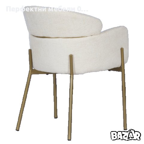 Кресло трапезен стол/бар стол кресло цвят бежев/крем-дамаска и крака в злато с доставка до 2 дни, снимка 1 - Столове - 40587256