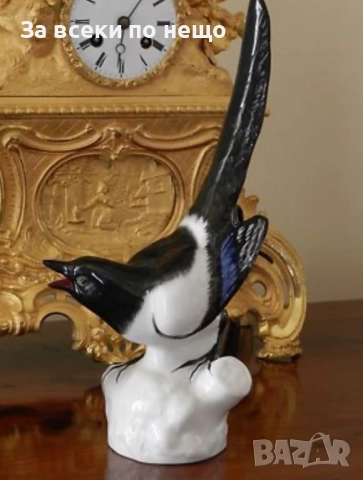 Ломоносов “ЛФЗ” СССР от около 1858г., прекрасна птица мисля “Сврака”, “Врана” или “Сойка” Код P1751, снимка 7 - Декорация за дома - 52980538