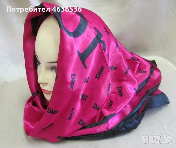 Дамски шал DIOR 100% коприна , 95х95см., снимка 5 - Шалове - 53322709