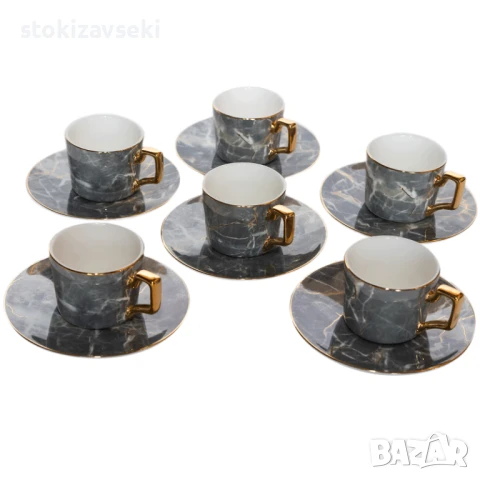 Луксозен сервиз за кафе с мраморен дизайн, снимка 1