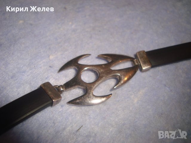 РОКАДЖИЙСКА СРЕБЪРНА МОДНА АРТ ГРИВНА СРЕБРО925 със СИЛИКОНОВА КАИШКА БУТИКОВО БИЖУ 27380, снимка 11 - Гривни - 36828746