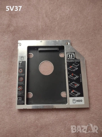 HDD Caddy адаптер, лаптоп дебелина 12.7mm Sata-Sata интерфейс, с пластмасов преден капак, снимка 5 - Части за лаптопи - 53484677