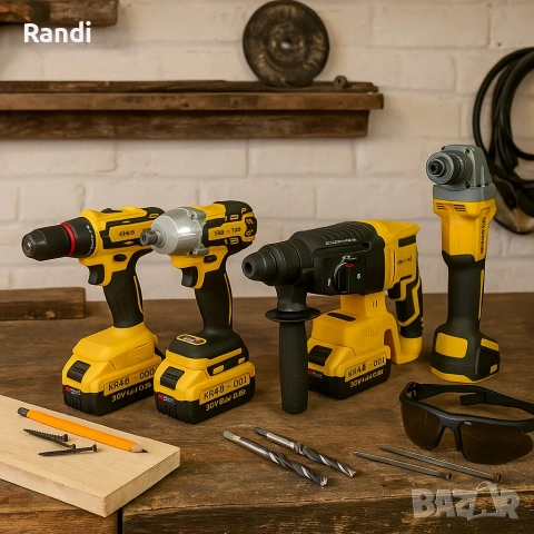 Комплект 4 в 1 – Перфоратор, Ъглошлайф, Гайковерт И Винтоверт, снимка 4 - Винтоверти - 53224875