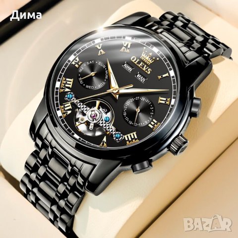 Olevs Automatic Skeleton HD Luminous Calendar, Мултифункционален, 3 ATM, снимка 3 - Мъжки - 43401214