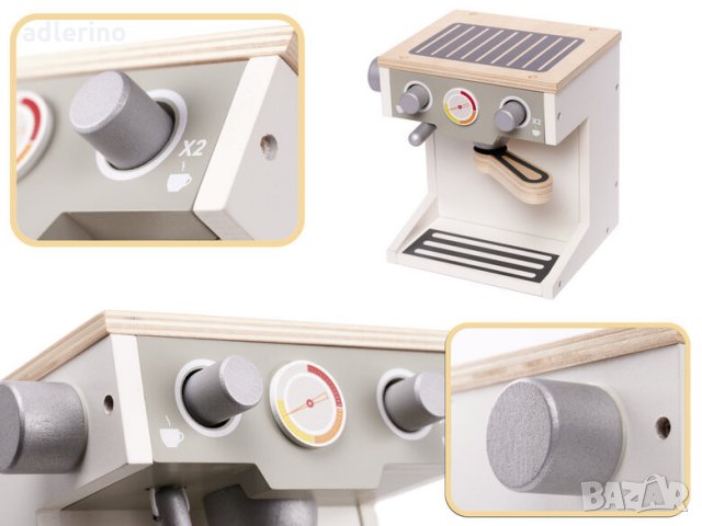 Детска дървена еспресо кафе машина с чашка, детска кафемашина, снимка 2 - Други - 35587686