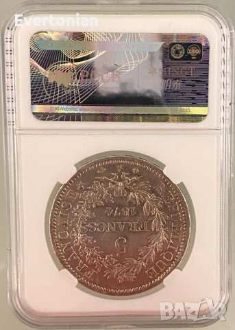 Франция 5 франка 1874 A / сребро, снимка 2 - Нумизматика и бонистика - 38398675