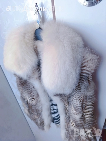 Елек с естествен косъм от рис и полярна лисица