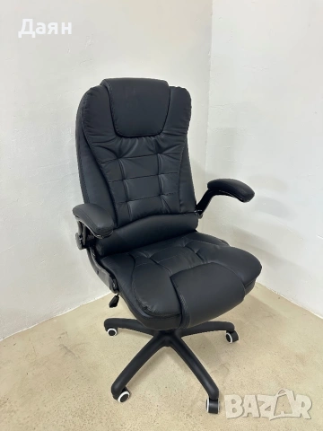 Ергономичен офис стол HOMCOM, сгъваеми подлакътници, функция накланяне, снимка 4 - Столове - 53164294