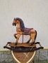 Уникална огромна антикварна дървена фигура играчка люлка , снимка 1