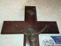 ДЪРВЕН КРИСТ С ХРИСТОС МЕД МЕСИНГ ОТ ФРАНЦИЯ 0312231445, снимка 3