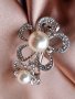 Красива метална шнола в сребристо с перли и кристали и закопчаване с френски механизъм., снимка 12