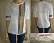 Плетена блуза в бяло и кафяво, снимка 1 - Блузи с дълъг ръкав и пуловери - 27455978