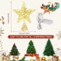 Нова Светеща звезда за елха 25см златна метална украса дом Коледа стая, снимка 2