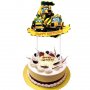 Багер усмихнат Happy Birthday картонен топер украса за торта рожден ден, снимка 1 - Други - 32392312