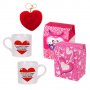 Kомплект "Обичам те" с една чаша и ключодържател плюшено сърце., снимка 1 - Романтични подаръци - 35480098